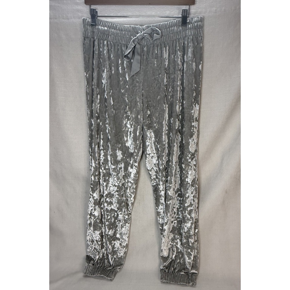 Victoria's Secret Size Large Silver Crushed Velvet Jogger Pants